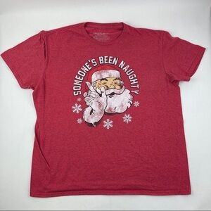 Fifth Sun Tshirt Womens Large Red Christmas Santa Clause Short Sleeve